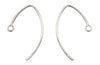 V-Shape Sterling Silver Ear Wire - 2 Sizes Available Open Ring 10 Pcs