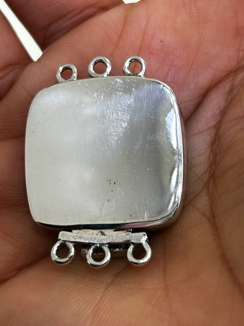 Sterling Silver Fluorite Box Clasp 3 Strands