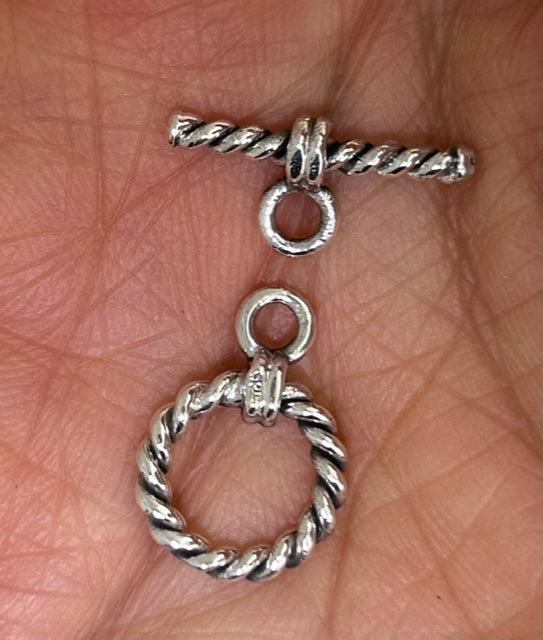 TG021 -Sterling Silver Toggle Clasp twisted round shape