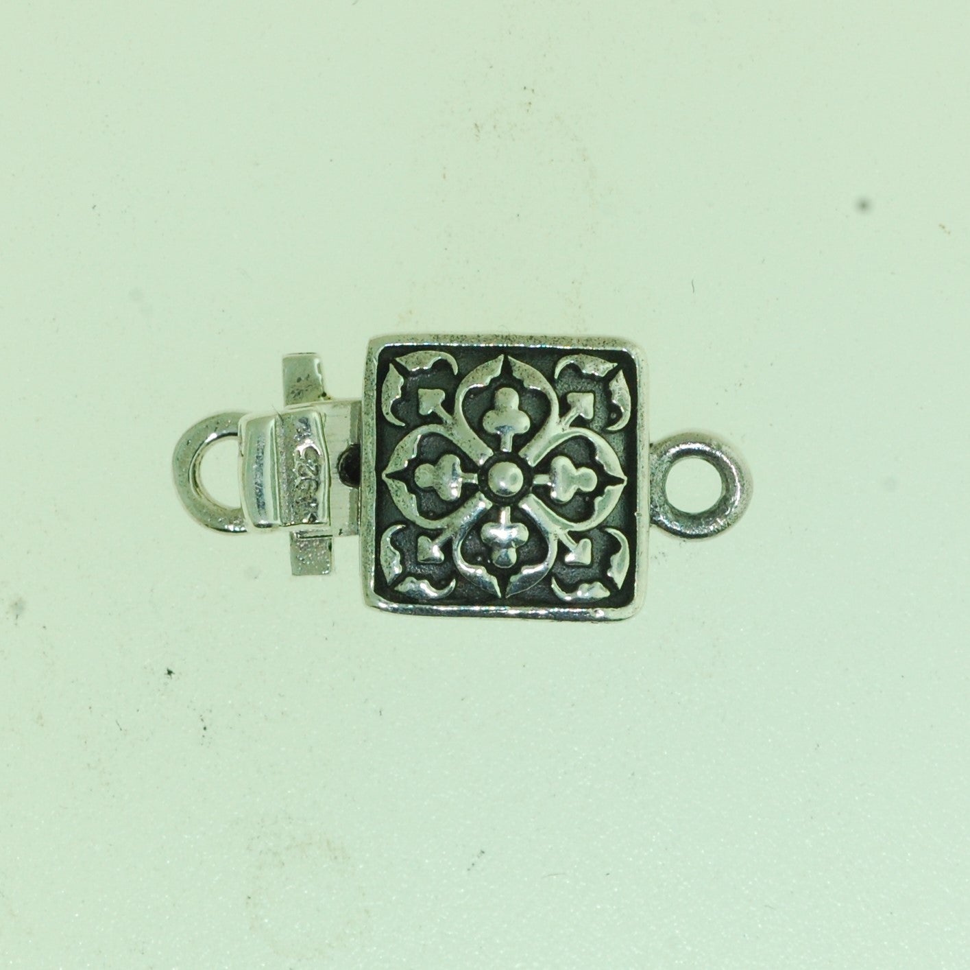Boxs022- Sterling Silver  Square Flower Box Clasp