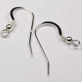 EW-2 Sterling silver ear wire with ball. Price per 10 pairs.
