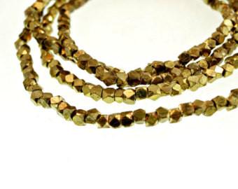 BrassNugget03 - 3.5 mm Faceted Brass nuggets with antique gold plated