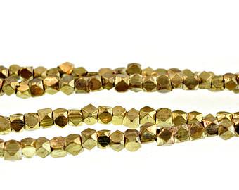 BrassNugget03 - 3.5 mm Faceted Brass nuggets with antique gold plated