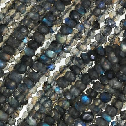 Faceted Labradorite Semi Precious Gemstone beads - Roundell 4 mm